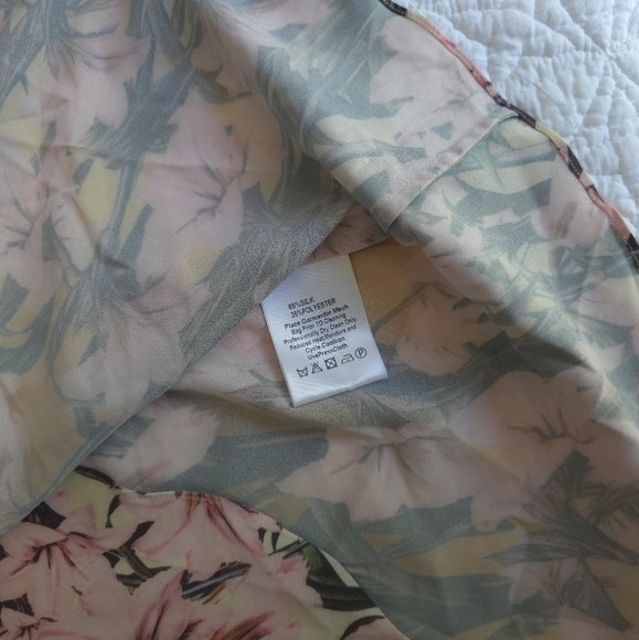 Isabel Marant Silk Blend Floral Mock Neck Short Sleeve Draped FlowingBlouse - Picture 5 of 12